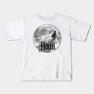 Howl, Moon With Wolf Howling Kids T-Shirt